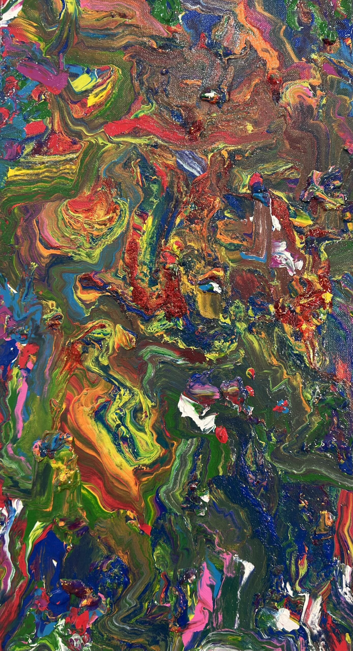 - Peinture acrylique sur toile blanche, tendue sur chassis 
- Style abstrait contemporain 
- Dimensions : 60 x 30 x 3.5 cm 
- Date : 22 décembre 2025 
Entretien : la toile est vernis et un traitement au spray UV est utilisé 
- Piece unique